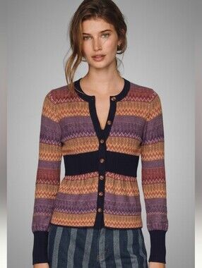Anthropologie Moth Fiamma Chevron Knit Cardigan Small @L1